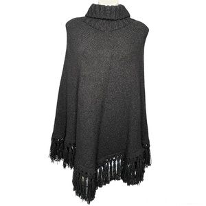 Peruvian Trading company turtleneck poncho shawl black
